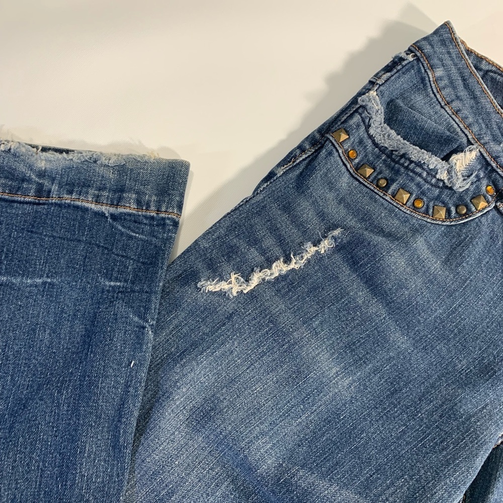 Allen B. By Allen Schwartz | Blue Stud Rhinestone Size 10 Straight Wide Leg - Picture 9 of 11